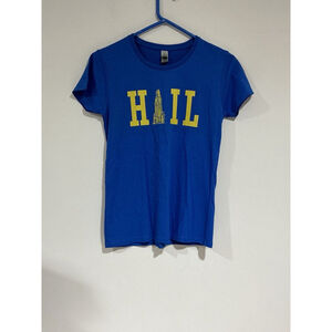 Adult Small Gildan Short Sleeve Blue With Graphic T. Shirt